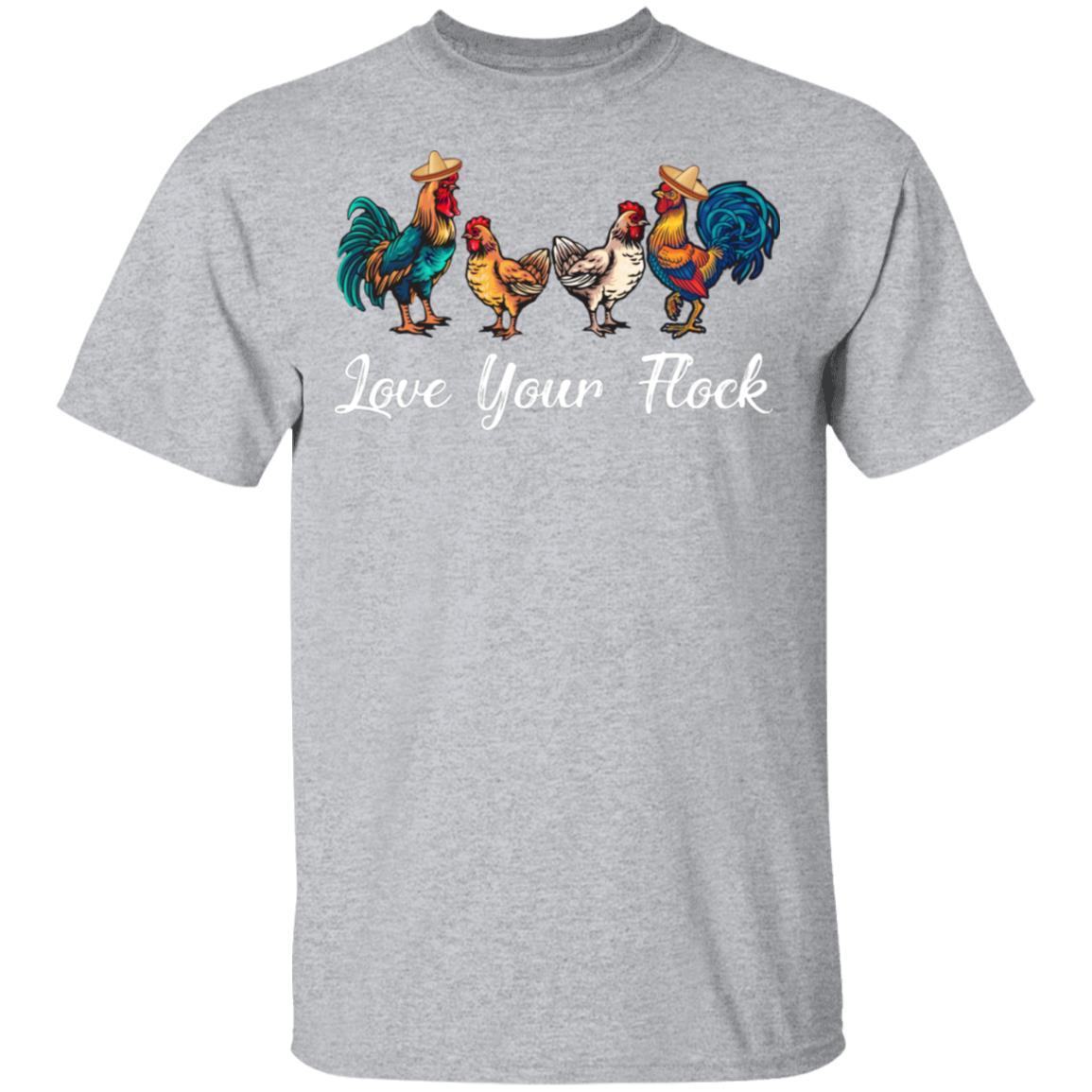 Love Your Flock Chicken Lover Funny Farmer-T-Shirt & Tank Top-Classic T-Shirt-Sport Grey