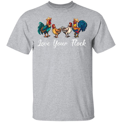 Love Your Flock Chicken Lover Funny Farmer-T-Shirt & Tank Top-Classic T-Shirt-Sport Grey