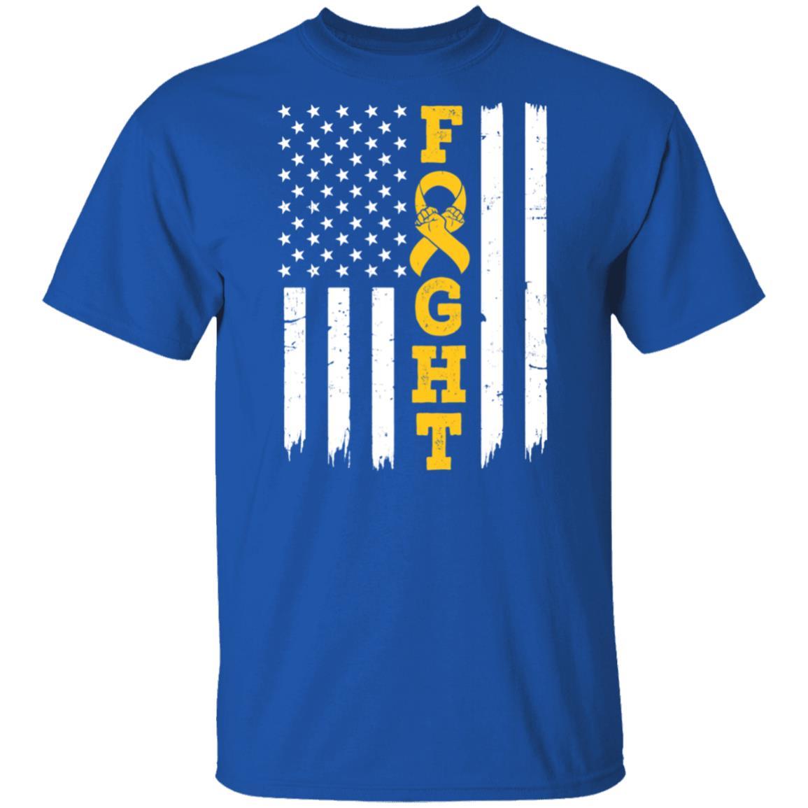 Childhood Cancer Awareness American Flag Distressed-T-Shirt & Hoodie-Classic T-Shirt-Royal