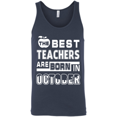 The Best Teachers Are Born In October-T-Shirt & Hoodie-Unisex Tank-Navy