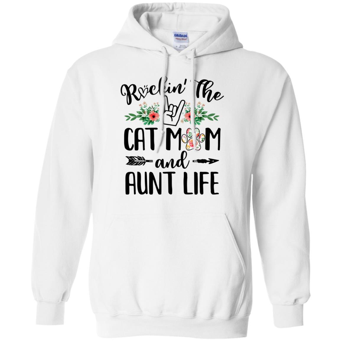 Rockin' The Cat Mom And Aunt Life Mother's Day Gift-T-Shirt & Tank Top-Pullover Hoodie-White