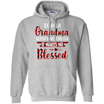 Red Plaid Funny Being A Grandma Doesn't Make Me Old-T-Shirt & Hoodie-Pullover Hoodie-Sport Grey