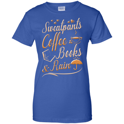 Sweatpants Coffee Books And Rain T Shirt-T-Shirt & Hoodie-Women's T-Shirt-Royal