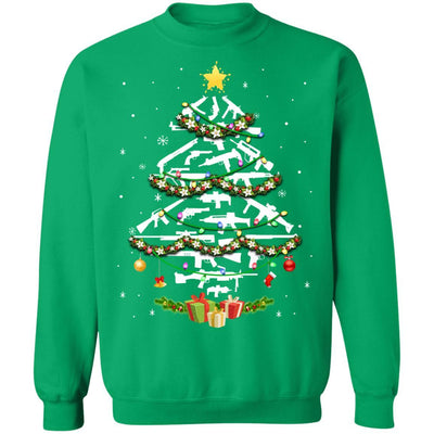 Guns Christmas Tree Ornament Xmas Gift For Gun Lovers-T-Shirt & Sweatshirt-Crewneck Sweatshirt-Irish Green