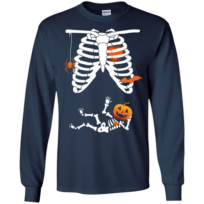 Halloween Baby Skeleton Maternity-T-Shirt & Hoodie-Long Sleeve T-Shirt-Navy