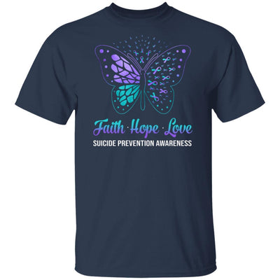 Faith Hope Love Butterfly Suicide Prevention Awareness-T-Shirt & Hoodie-Classic T-Shirt-Navy