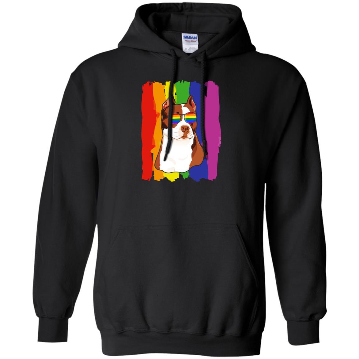 Funny Pit bull LGBT LGBT Pride Gifts-T-Shirt & Hoodie-Pullover Hoodie-Black