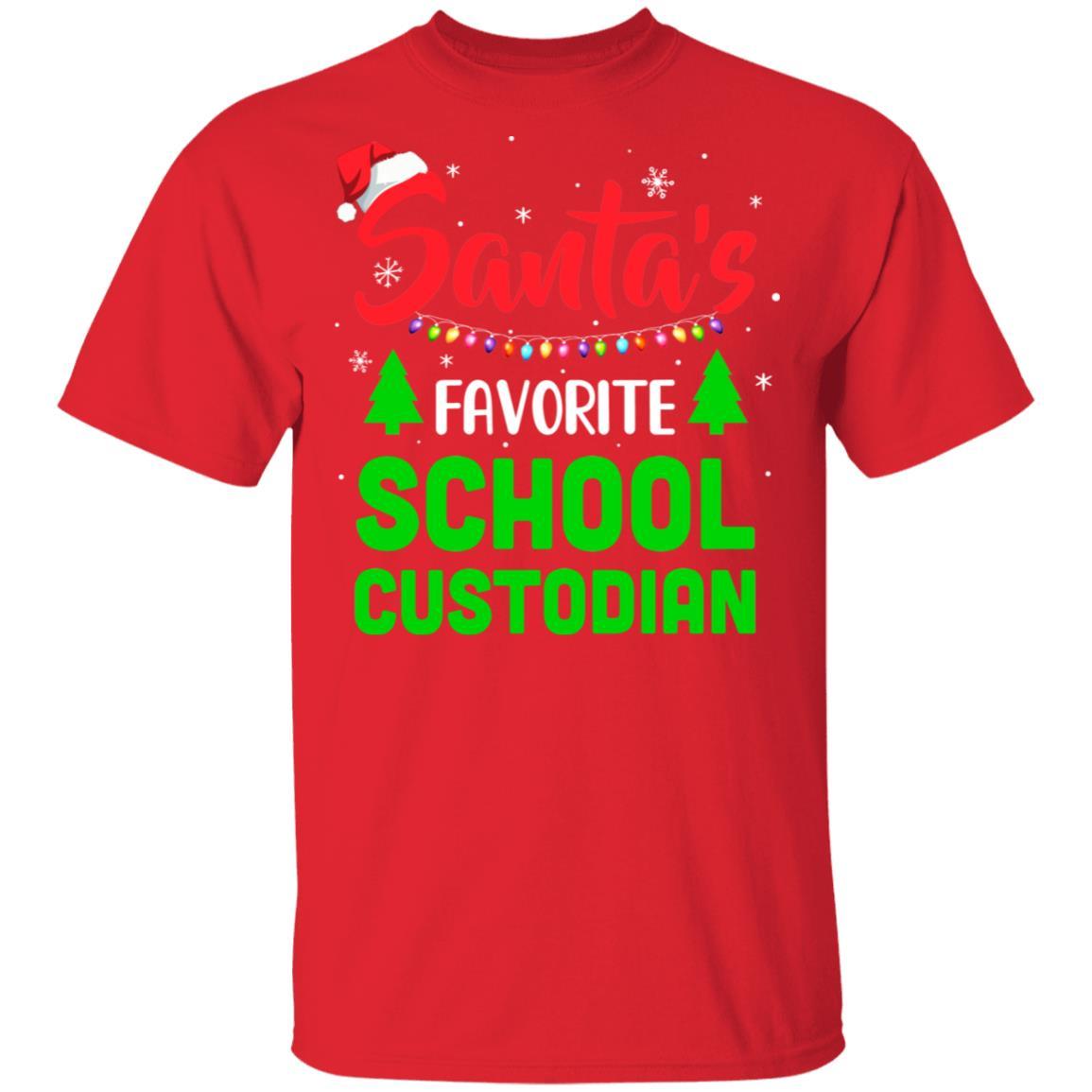 Santa's Favorite School Custodian Funny Christmas Xmas Gifts-T-Shirt & Sweatshirt-Classic T-Shirt-Red