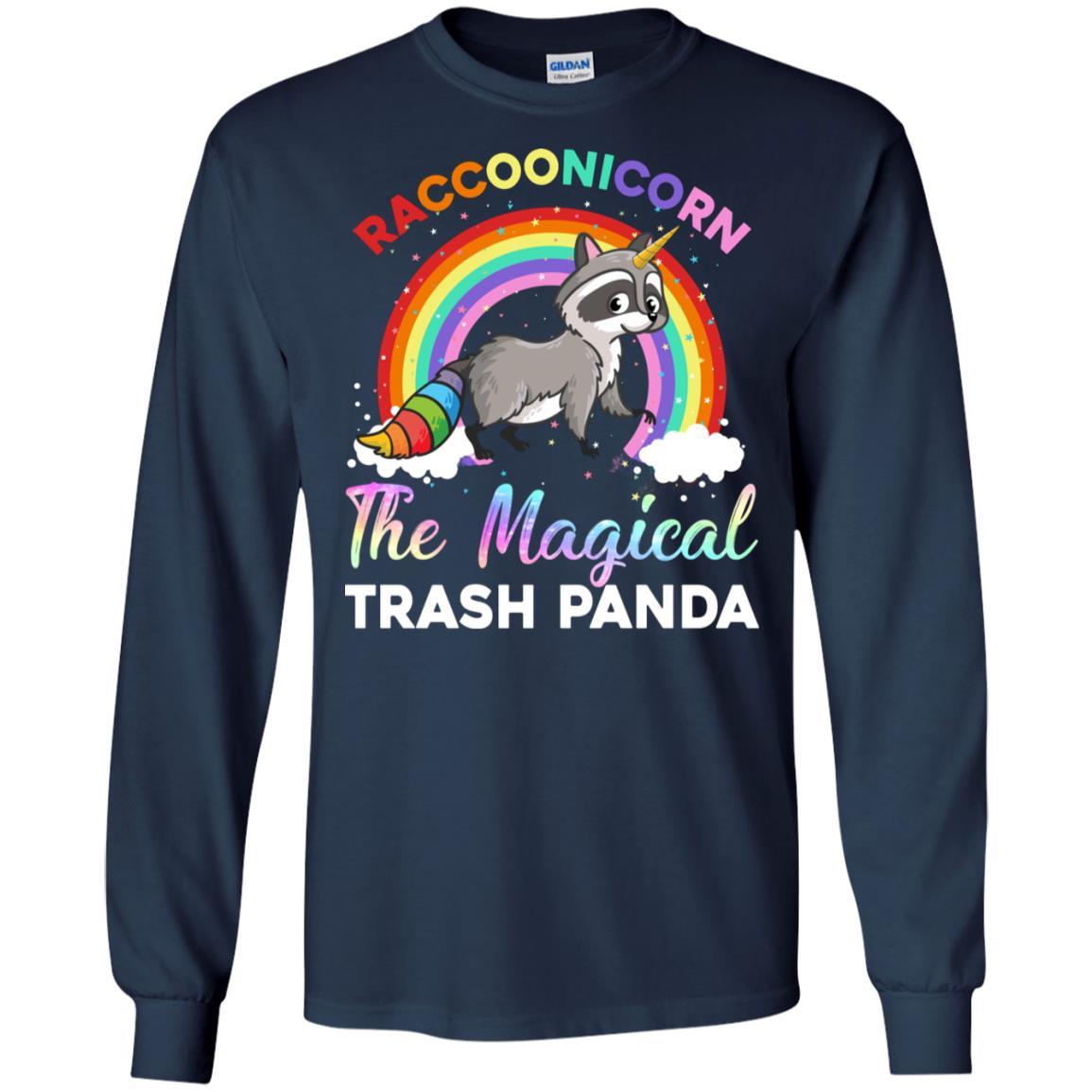 Racoonicorn Raccoon Unicorn Trash Panda For Kid Girls-T-Shirt & Hoodie-Long Sleeve T-Shirt-Navy