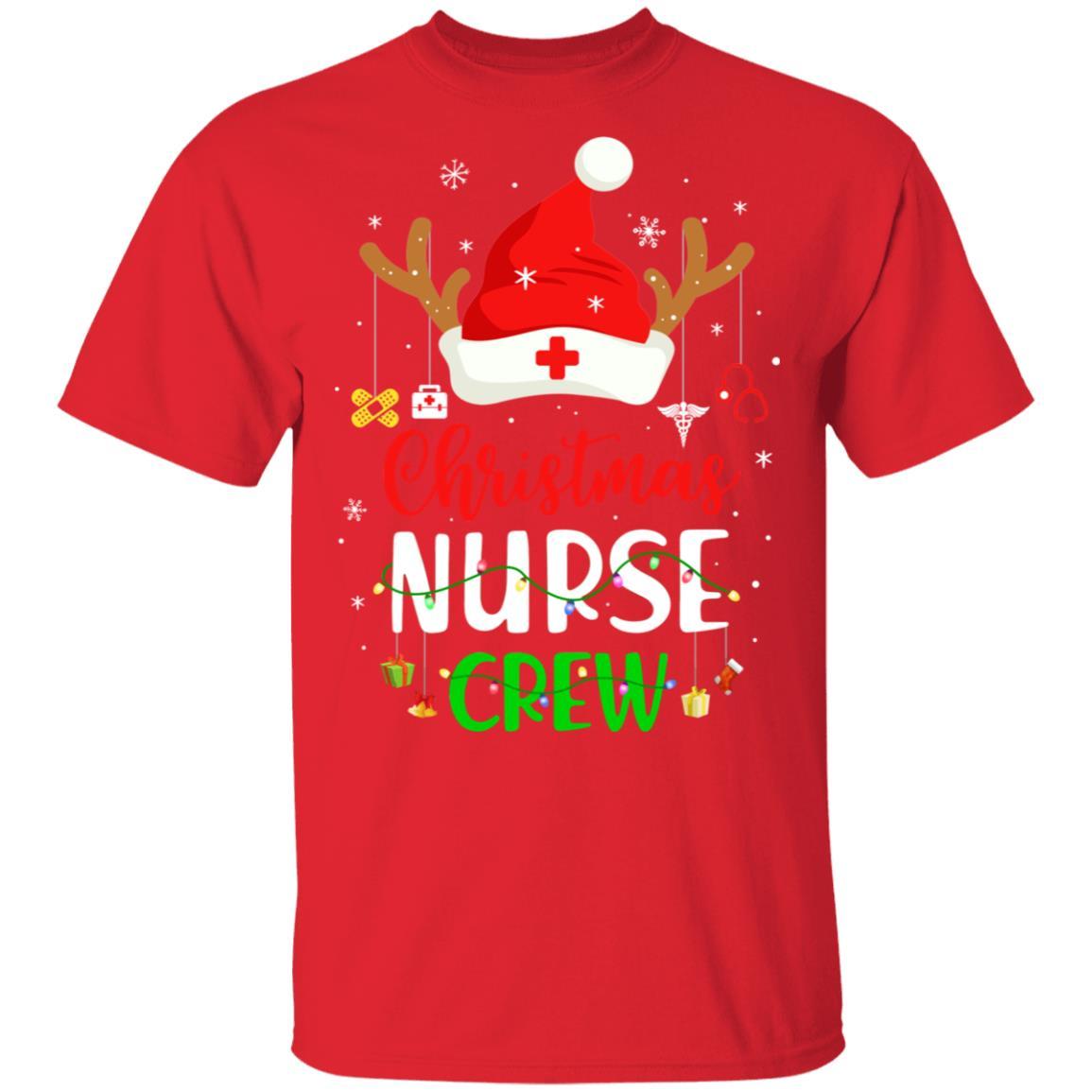 Christmas Nurse Crew Santa Hat Reindeer Merry Christmas Gift-T-Shirt & Sweatshirt-Classic T-Shirt-Red