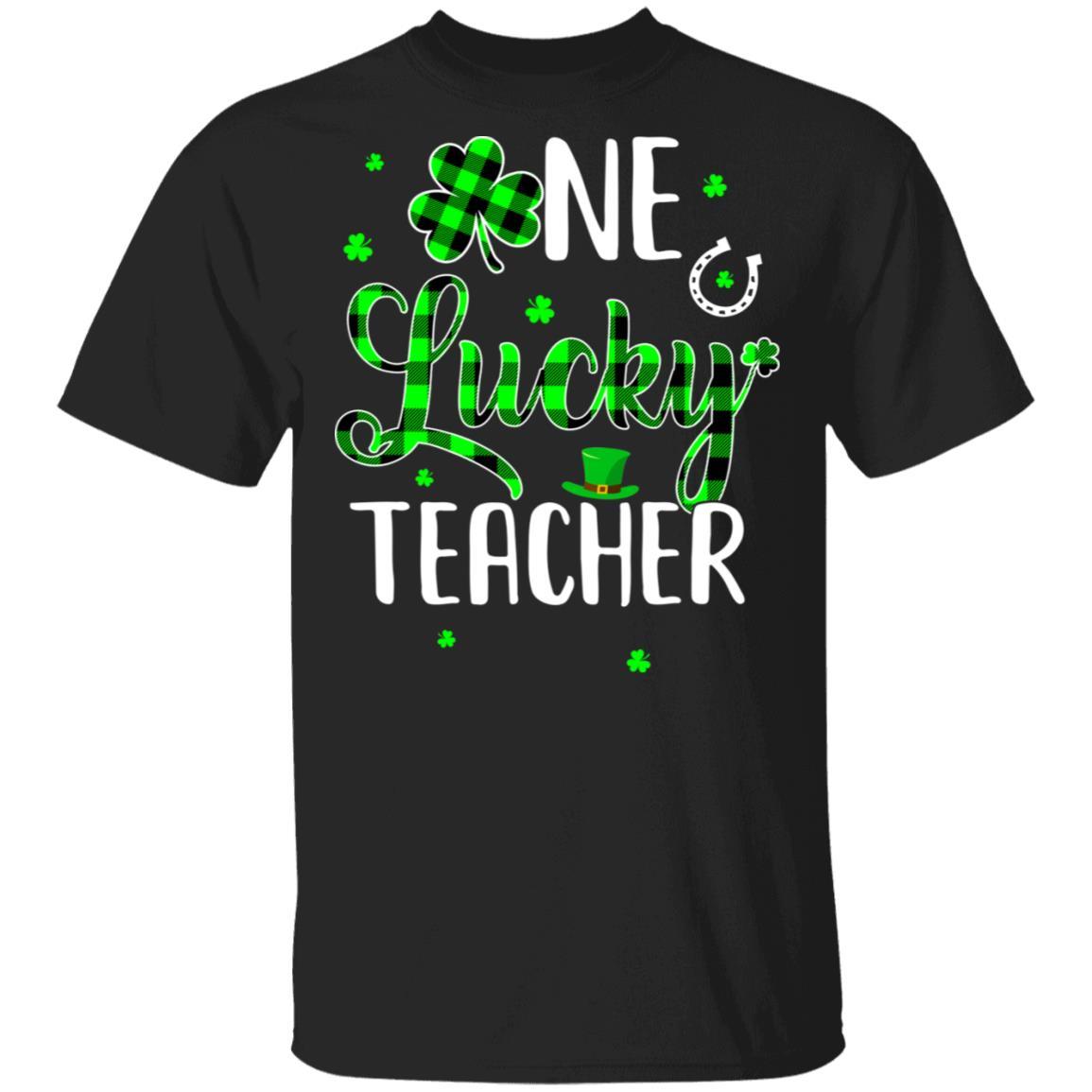Funny St Patricks Day Gift For Prek Kinder One Lucky Teacher-T-Shirt & Hoodie-Classic T-Shirt-Black