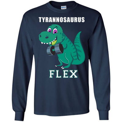 Dinosaur Lifting-T-Shirt & Hoodie-Long Sleeve T-Shirt-Navy