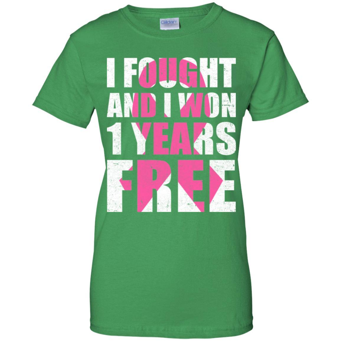 I Fought An I Won 1 Year Free Fight Support Breast Cancer-T-Shirt & Hoodie-Women's T-Shirt-Irish Green