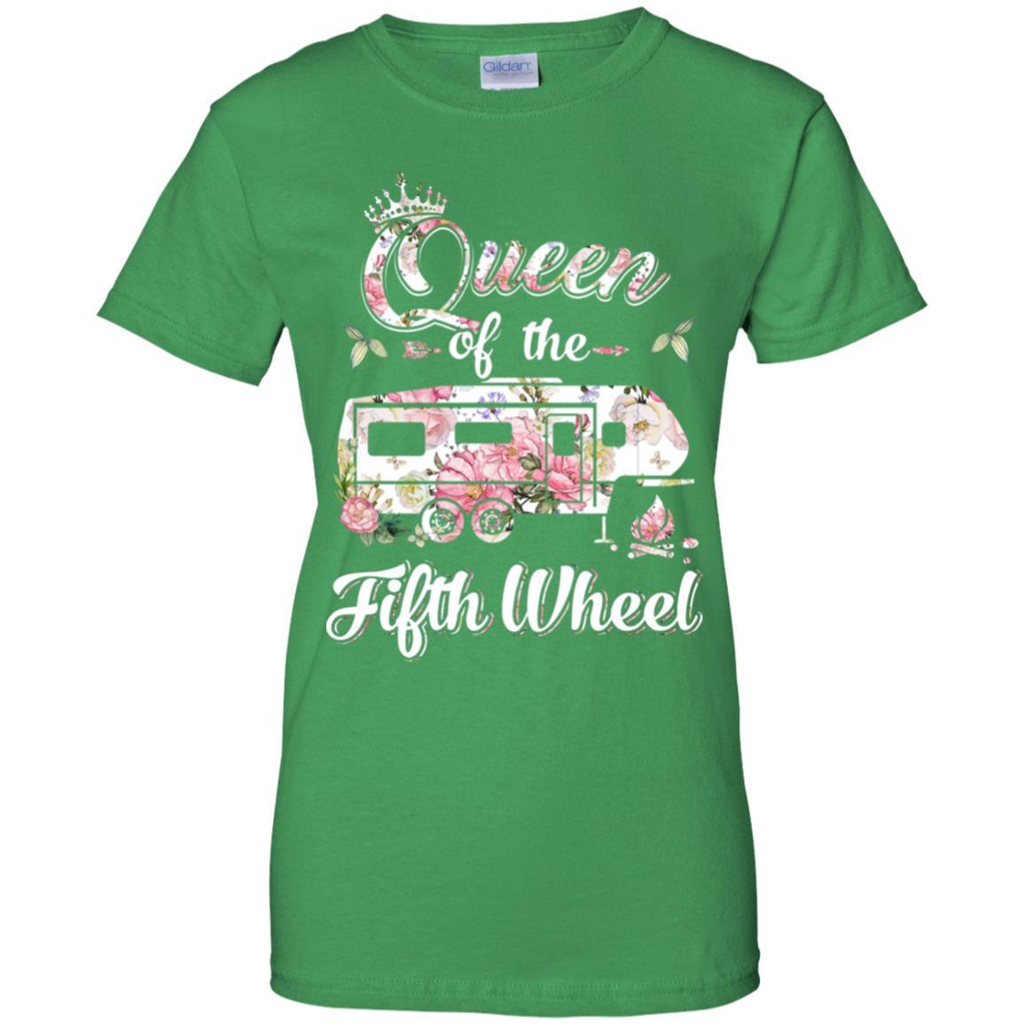 Queen Of The Fifth Wheel Funny Camping-T-Shirt & Hoodie-Women's T-Shirt-Irish Green