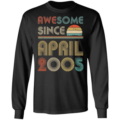 Awesome Since April 2005 Vintage 16th Birthday Gifts-T-Shirt & Hoodie-Long Sleeve T-Shirt-Black