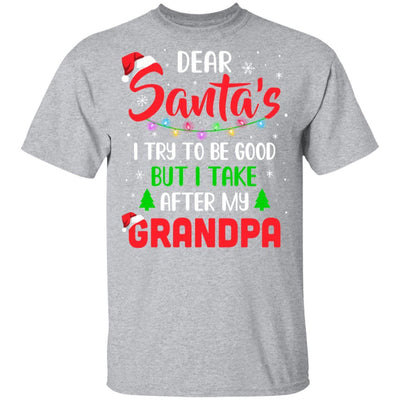 Dear Santa I Tried To Be Good But My Grandpa Christmas Kids Youth-Youth Shirt-Youth T-Shirt-Sport Grey