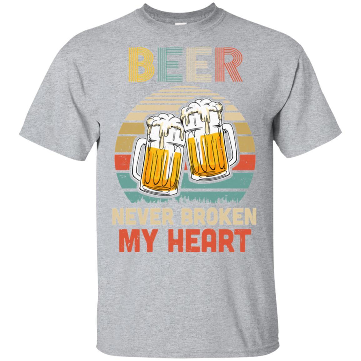 Vintage Beer Never Broke My Heart Funny Drinking-T-Shirt & Hoodie-Classic T-Shirt-Sport Grey