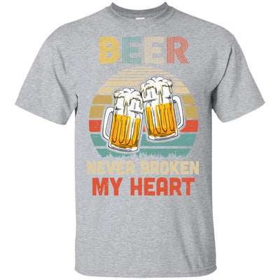 Vintage Beer Never Broke My Heart Funny Drinking-T-Shirt & Hoodie-Classic T-Shirt-Sport Grey