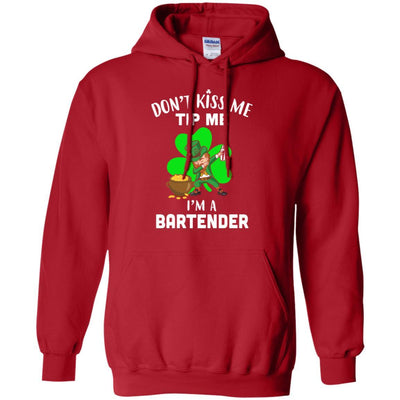 Funny Don't Kiss Me Tip Me I'm A Bartender St Patrick Day-T-Shirt & Hoodie-Pullover Hoodie-Red