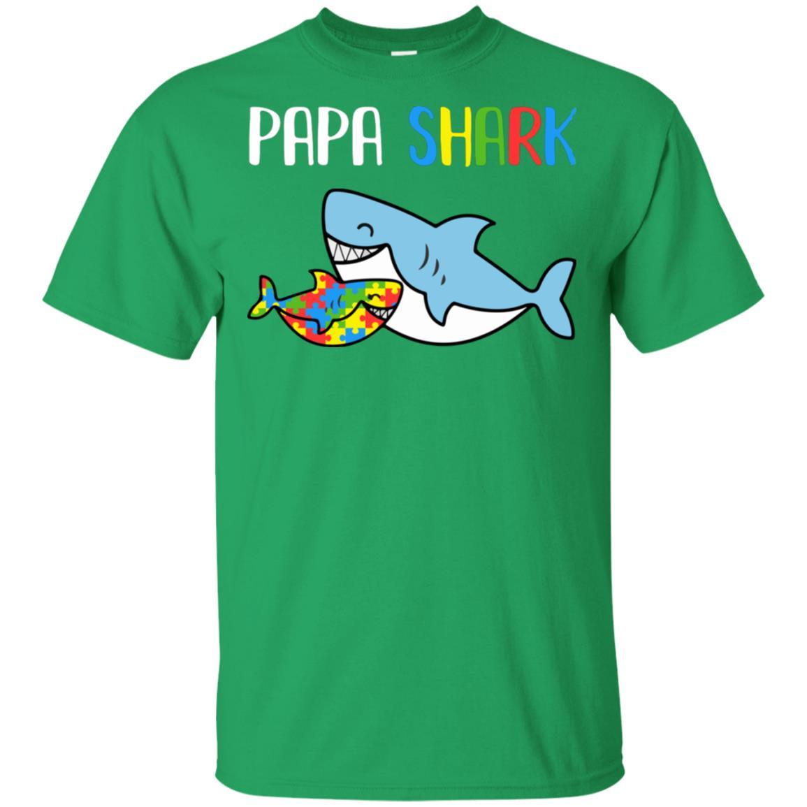 Papa Shark Support Autism Awareness For Grandchild-T-Shirt & Hoodie-Classic T-Shirt-Irish Green