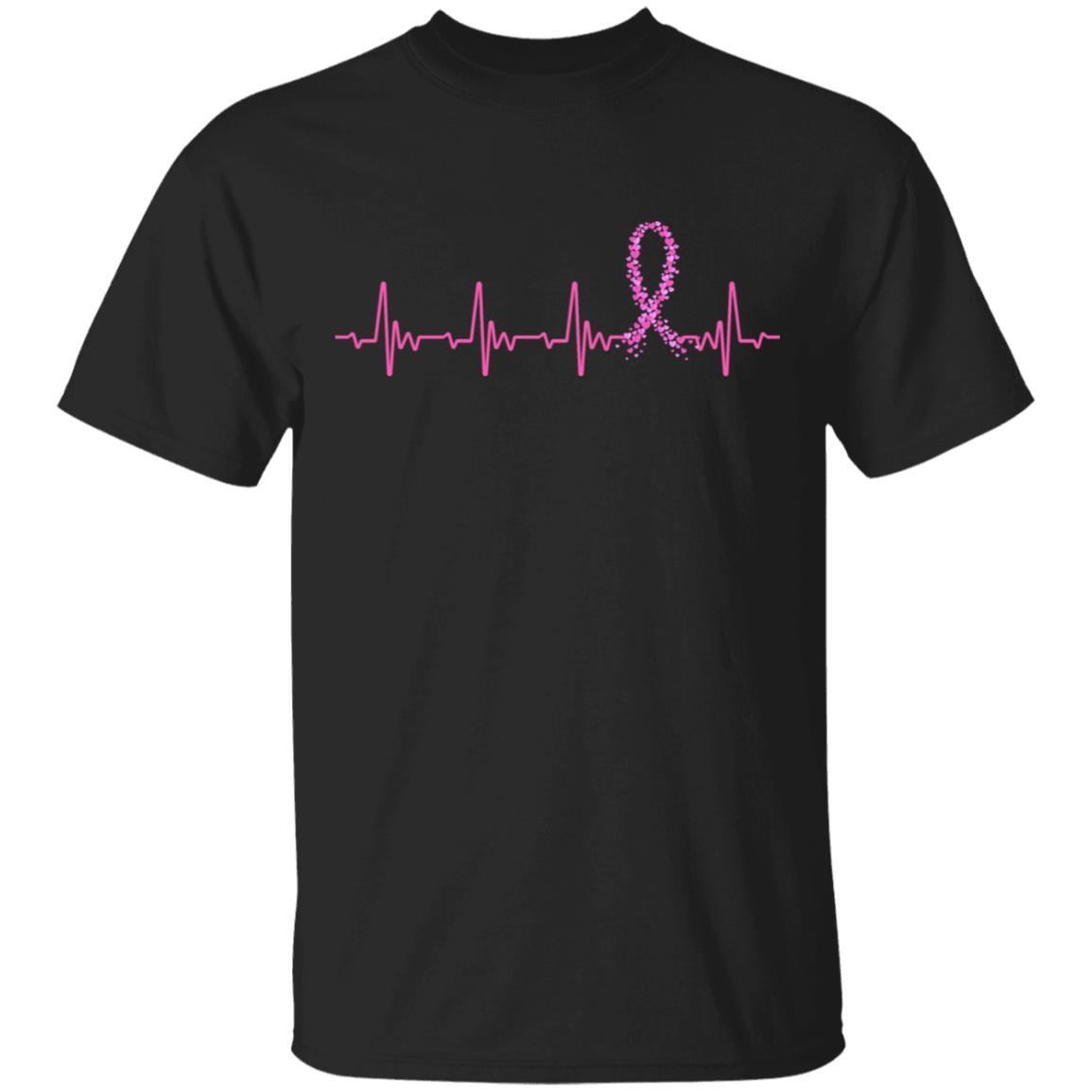 Breast Cancer Awareness Pink Ribbon Heartbeat