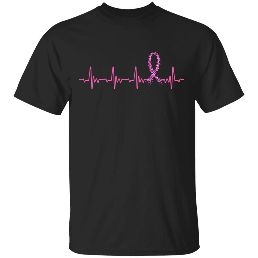 Breast Cancer Awareness Pink Ribbon Heartbeat-T-Shirt & Hoodie-Classic T-Shirt-Black