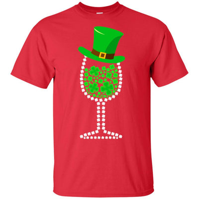 Shamrock Wine Glass Top Hat St Patrick's Day Gift-T-Shirt & Hoodie-Classic T-Shirt-Red