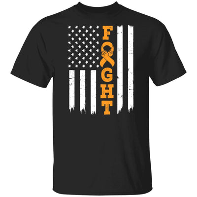 MS Leukemia Awareness American Flag Distressed-T-Shirt & Hoodie-Classic T-Shirt-Black