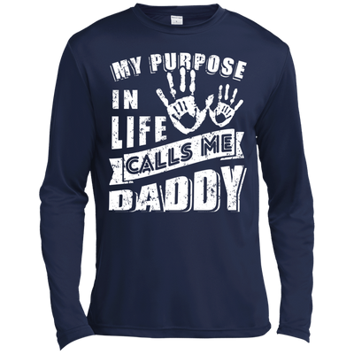 My Purpose In Life Calls Me Dad-T-Shirt & Hoodie-Long Sleeve T-Shirt-Navy