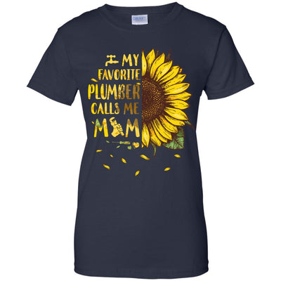 Sunflower My Favorite Plumber Calls Me Mom Mothers Day Gift-T-Shirt & Hoodie-Women's T-Shirt-Navy