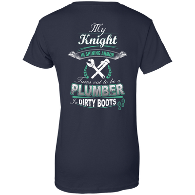Turns out to be a PLUMBER In Dirty Boots-T-Shirt & Hoodie-Women's T-Shirt-Navy