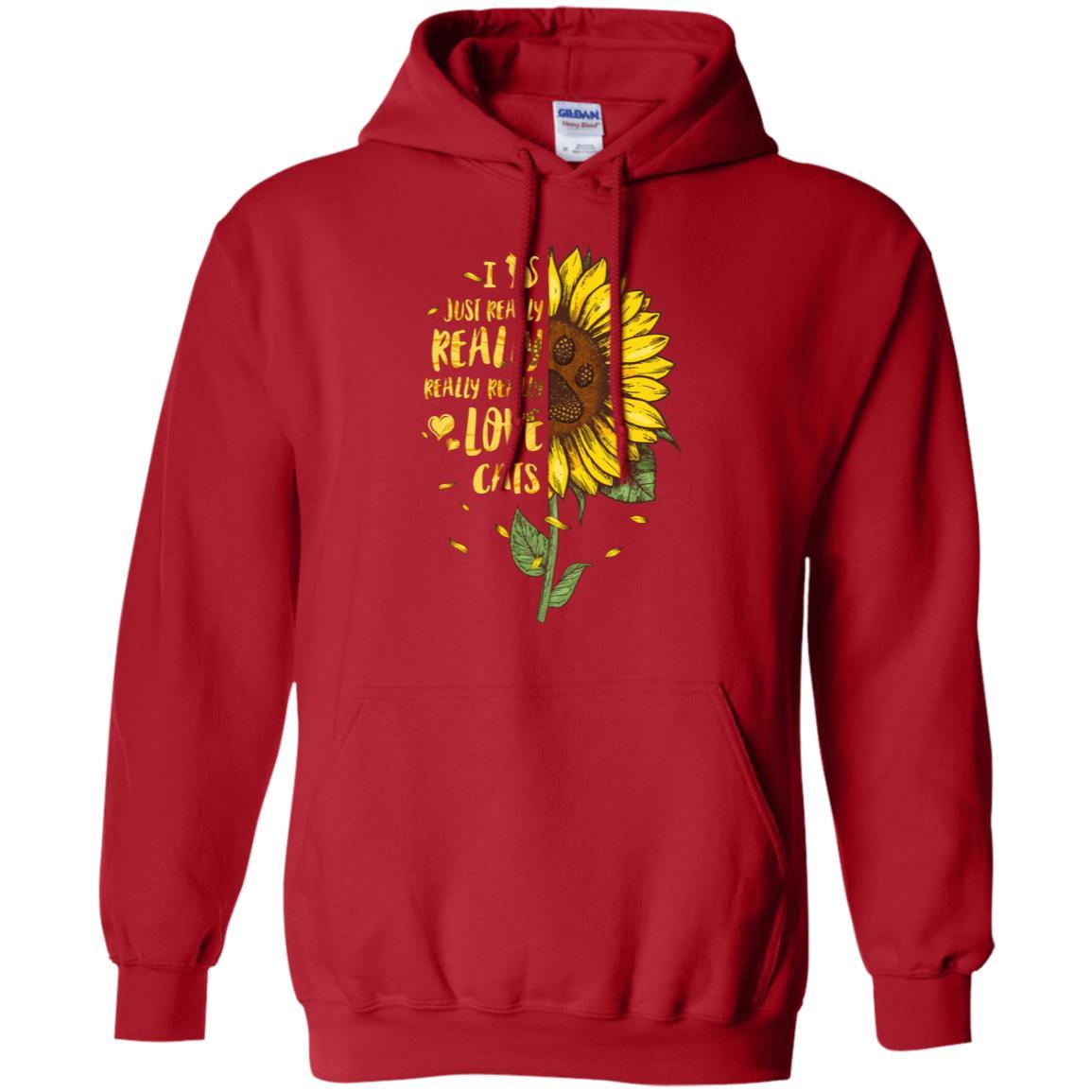 I Just Really Really Love Cats Sunflower-T-Shirt & Tank Top-Pullover Hoodie-Red