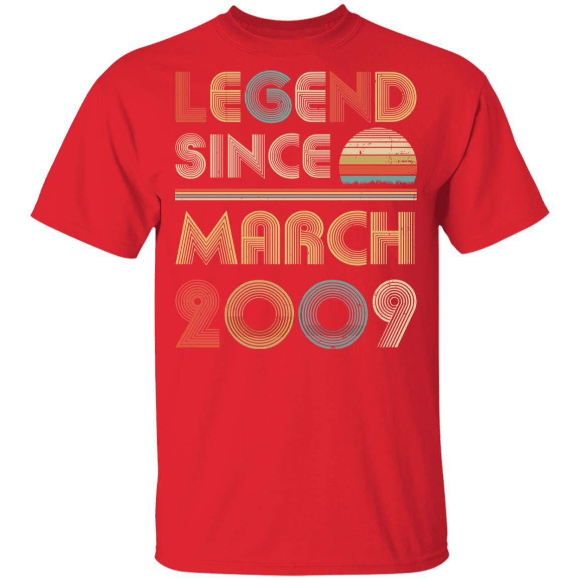 Legend Since March 2009 Vintage 12th Birthday Gifts Youth-Youth Shirt-Youth T-Shirt-Red