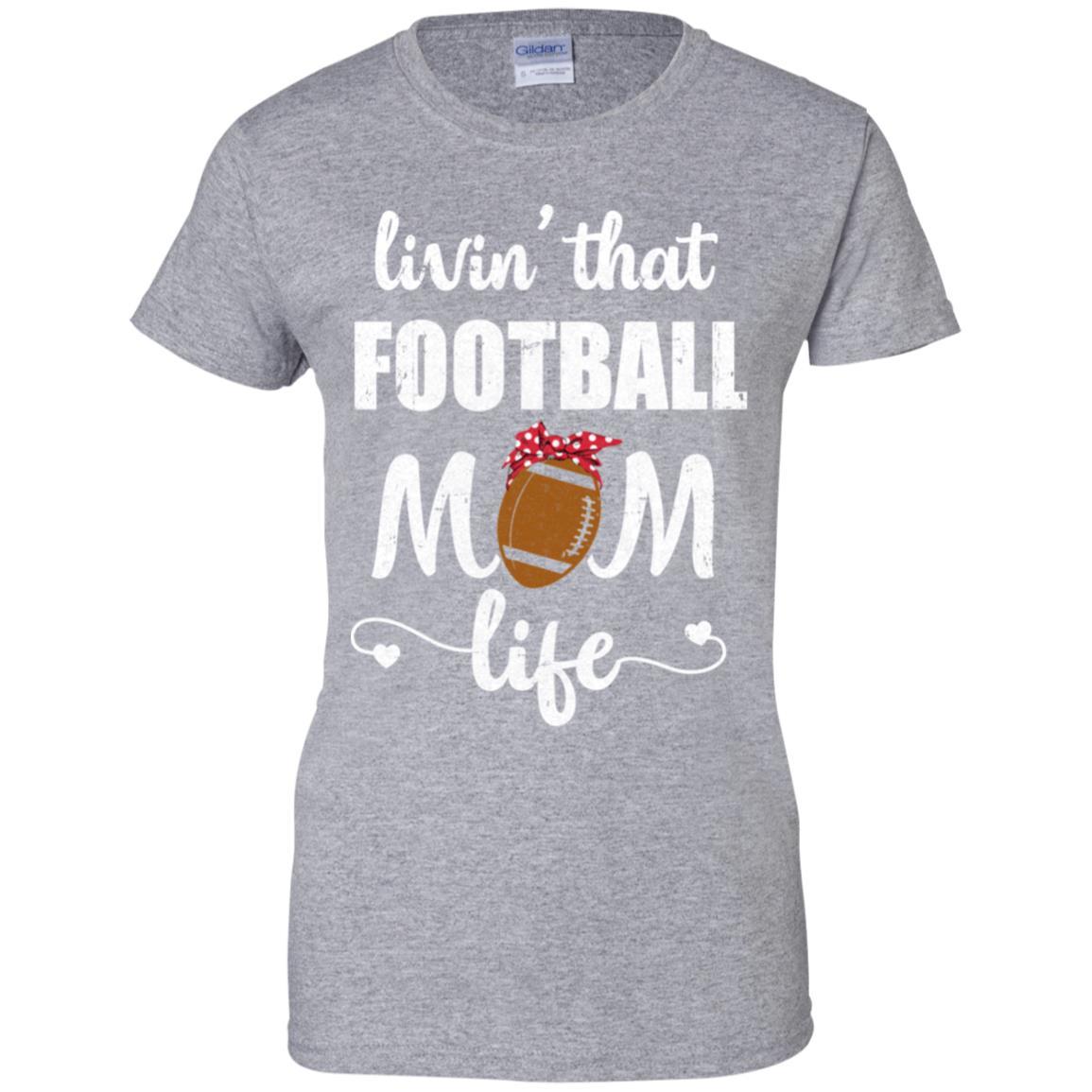 Living That Football Mom Life Mothers Day Gifts-T-Shirt & Tank Top-Women's T-Shirt-Sport Grey