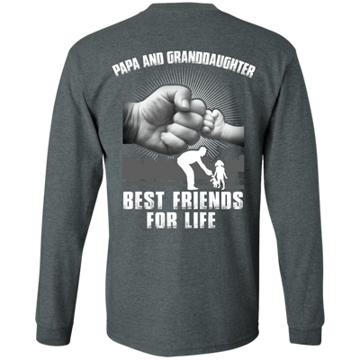 Papa And Granddaughter Best Friends For Life-T-Shirt & Hoodie-Long Sleeve T-Shirt-Dark Heather