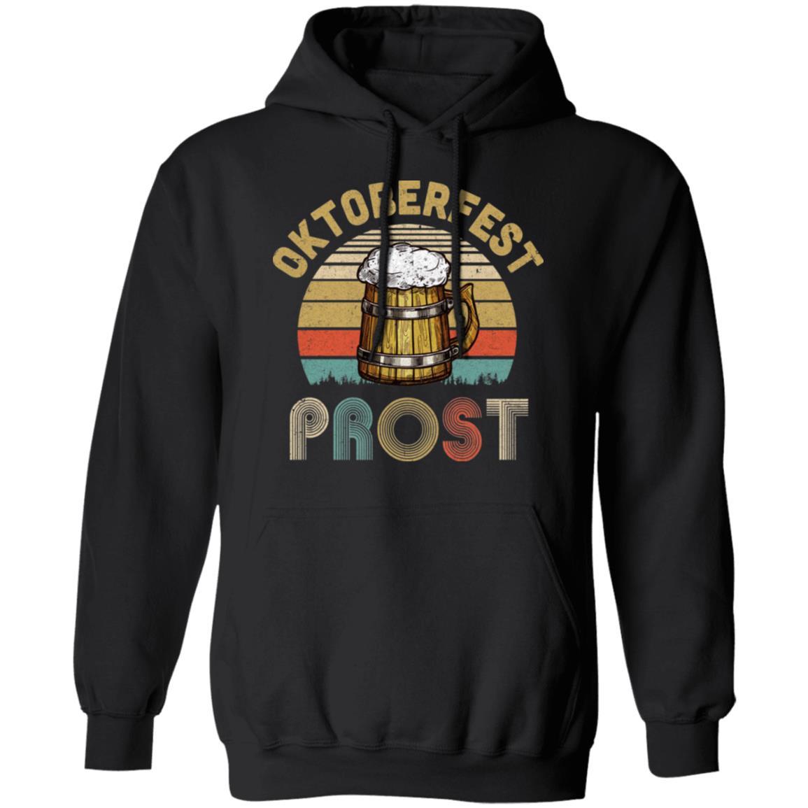 Vintage Oktoberfest Prost Drinking Beer-T-Shirt & Hoodie-Pullover Hoodie-Black