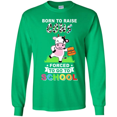 Born To Raise Cow Forced To Go To School Youth-Youth Shirt-Youth Long Sleeve T-Shirt-Irish Green