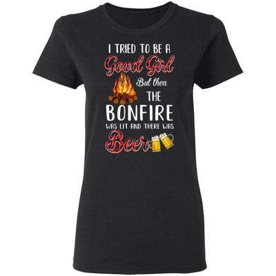 I Tried To Be A Good Girl But The Bonfire And Beer-T-Shirt & Hoodie-Women's T-Shirt-Black