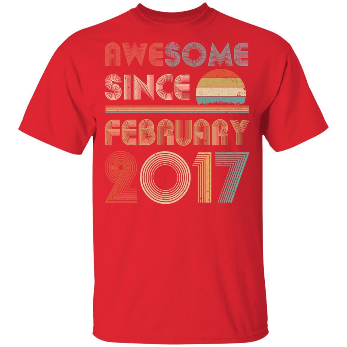 Awesome Since February 2017 Vintage 4th Birthday Gifts Youth-Youth Shirt-Youth T-Shirt-Red