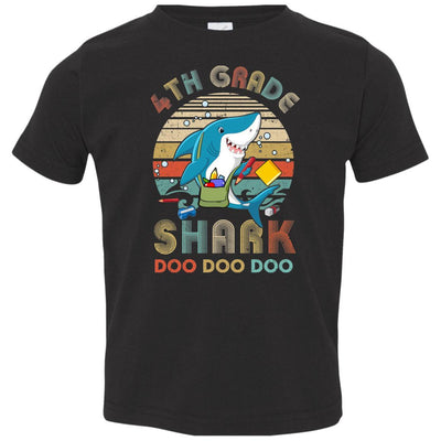 4th Grade Shark Doo Doo Doo Funny Back To School-T-Shirt & Hoodie-Toddler T-Shirt-Black