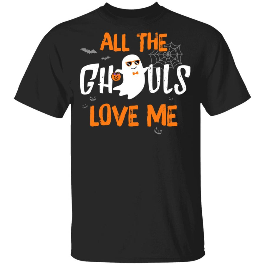 All The Ghouls Love Me Funny Halloween Kids Boy Girl Youth-Youth Shirt-Youth T-Shirt-Black