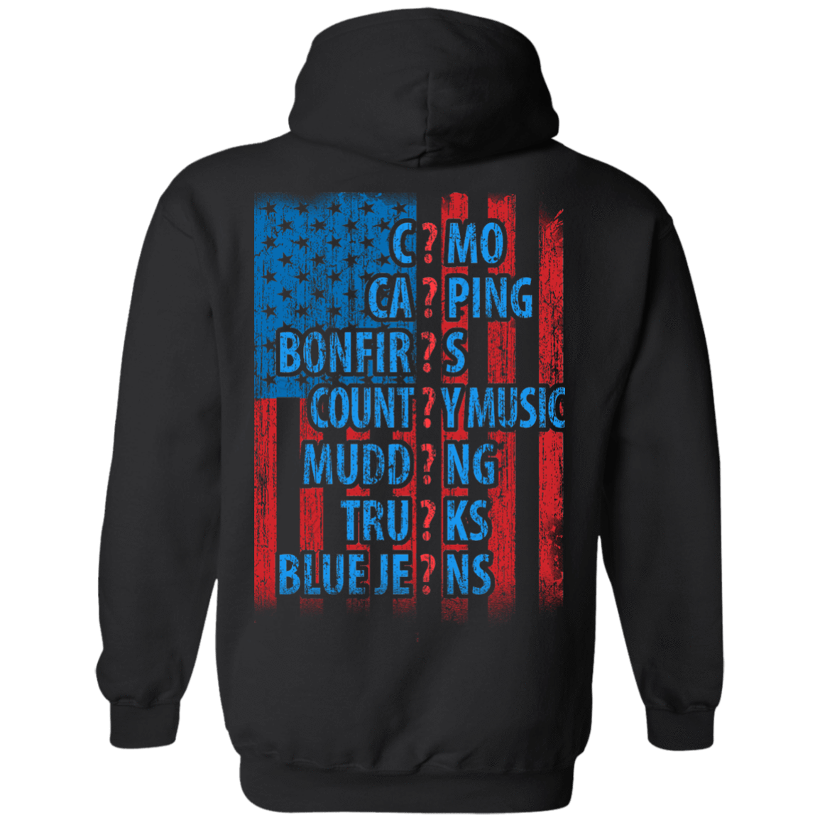 I LOVE AMERICAN COUNTRY-T-Shirt & Hoodie-Pullover Hoodie-Black