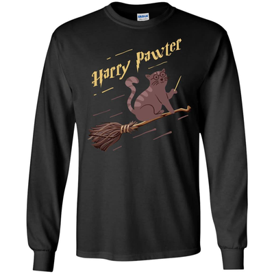 Harry Pawter Cat Lover-T-Shirt & Hoodie-Long Sleeve T-Shirt-Black