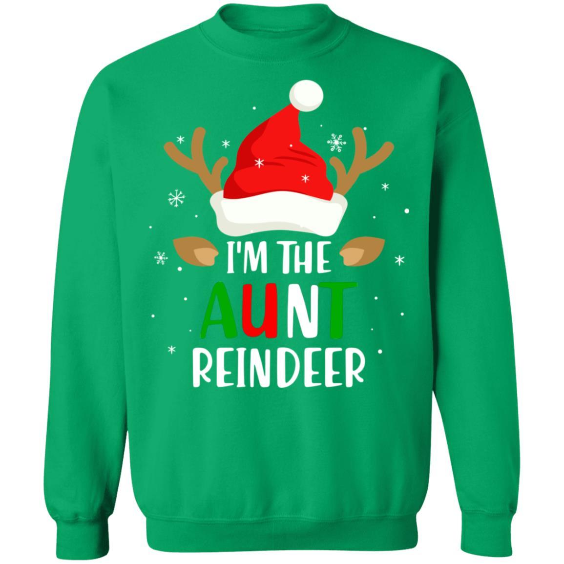 I'm The Aunt Reindeer Matching Family Christmas-T-Shirt & Sweatshirt-Crewneck Sweatshirt-Irish Green