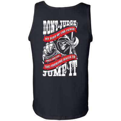 Don't Judge My Side Of The Fenge-T-Shirt & Hoodie-Unisex Tank-Black