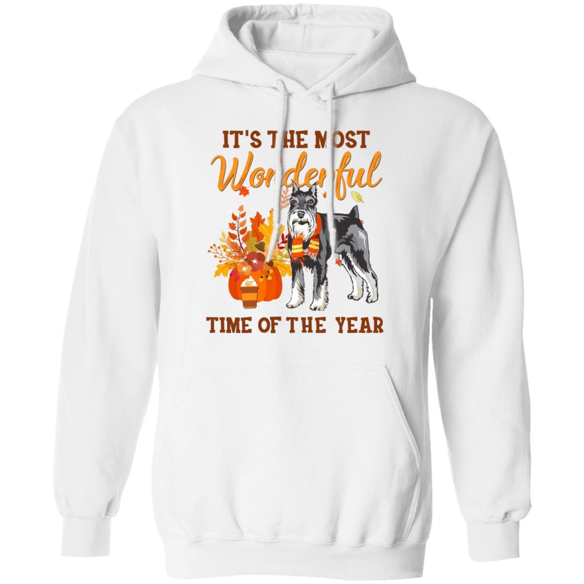 Schnauzer Autumn It's The Most Wonderful Time Of The Year-T-Shirt & Hoodie-Pullover Hoodie-White
