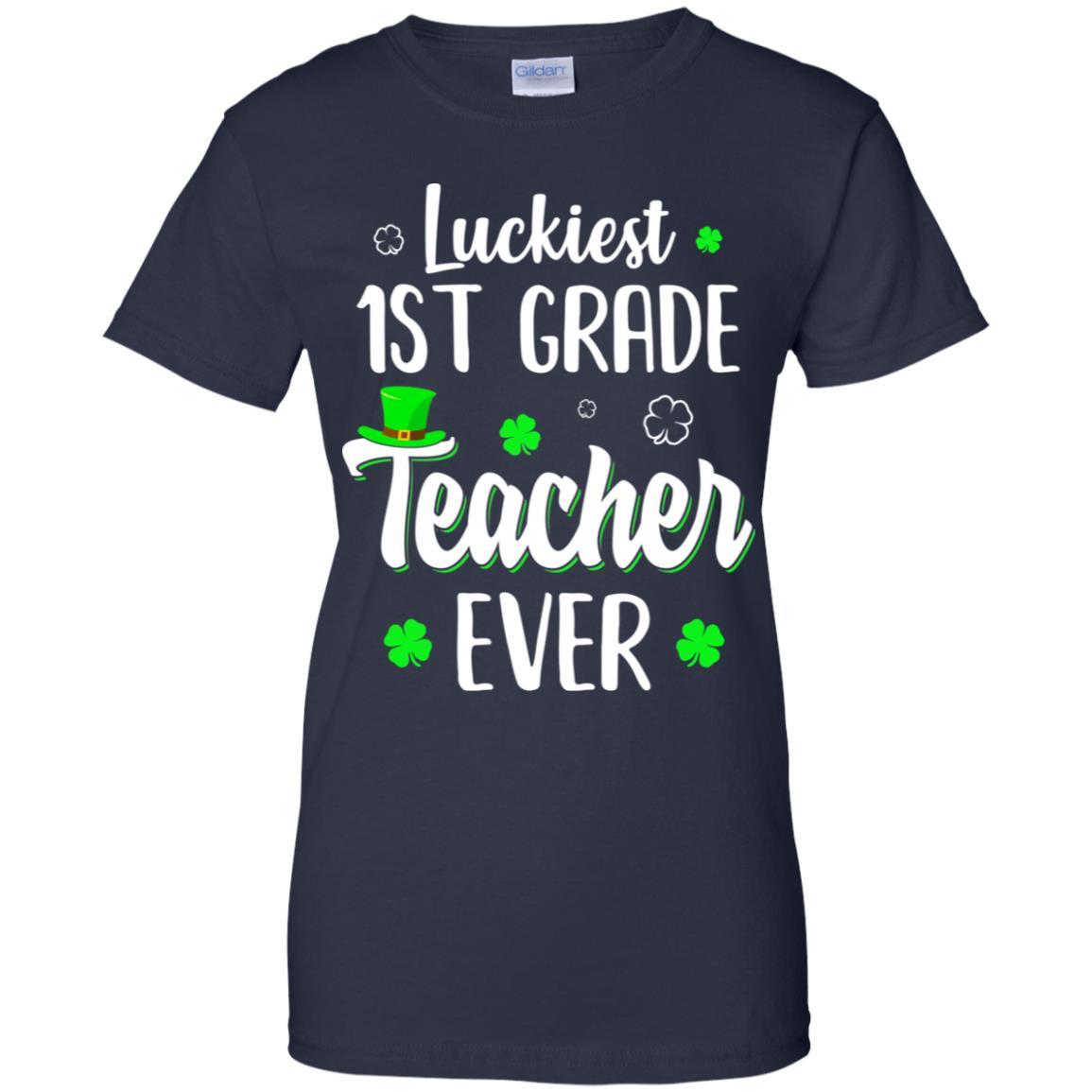 Luckiest 1st Grade Teacher Ever Irish St Patricks Day-T-Shirt & Hoodie-Women's T-Shirt-Navy