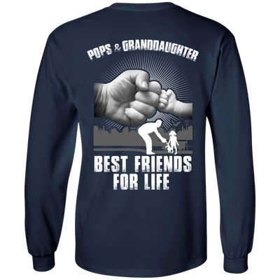 Pops And Granddaughter Best Friends For Life-T-Shirt & Hoodie-Long Sleeve T-Shirt-Navy