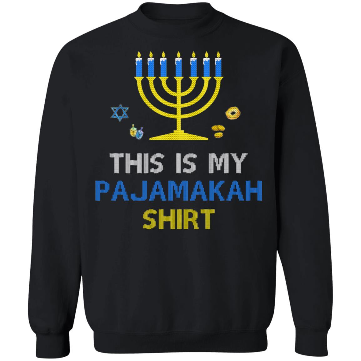 Funny Hanukkah Pajama Gift This Is My Pajamakah-T-Shirt & Sweatshirt-Crewneck Sweatshirt-Black