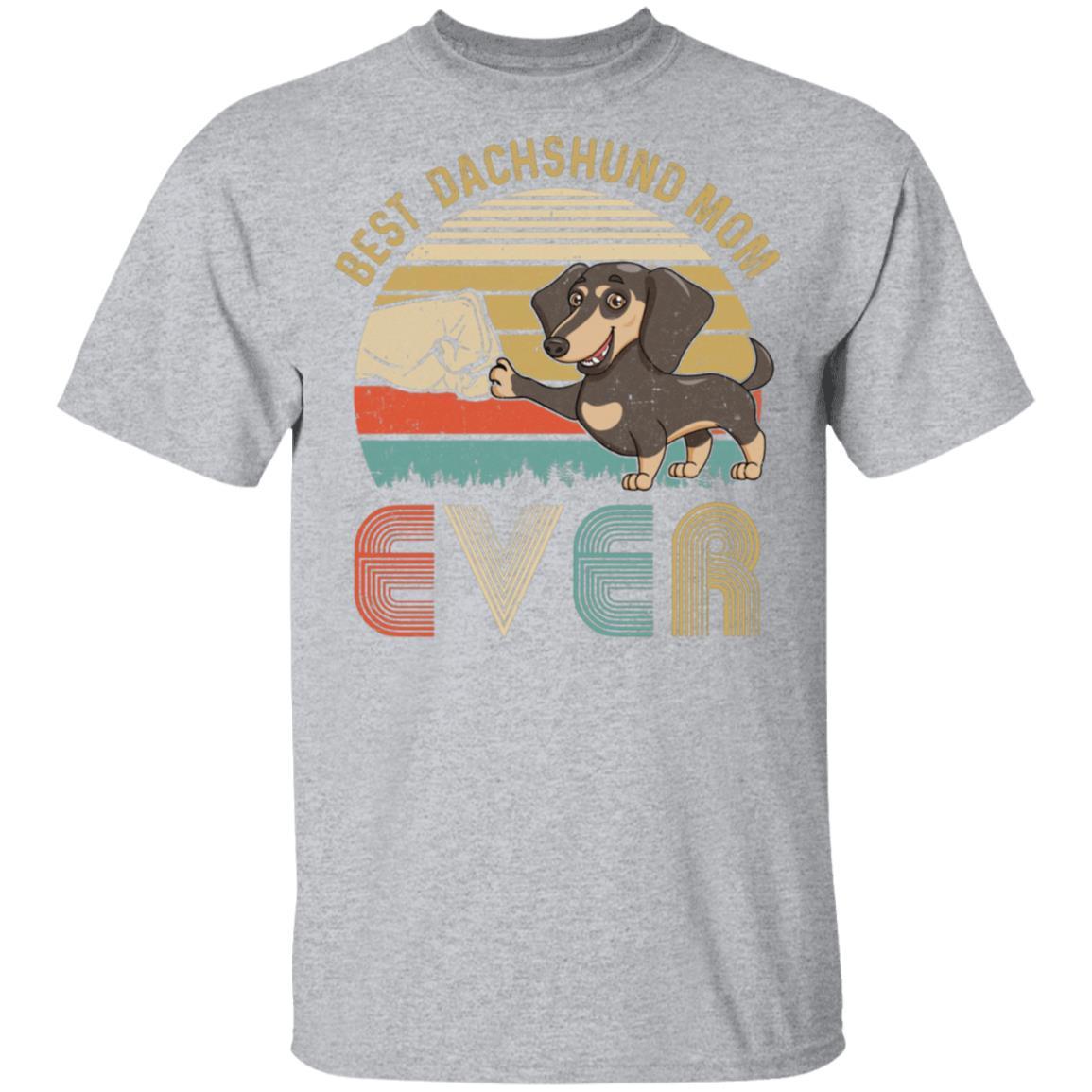 Vintage Best Dachshund Mom Ever Bump Fit Funny Mom Gifts-T-Shirt & Hoodie-Classic T-Shirt-Sport Grey